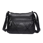 1 piece of black casual shoulder bag, portable storage tools, large-capacity messenger bag, multi-compartment leather bag, ladies adjustable bag, suitable for travel and shopping (26 * 8 * 19cm)